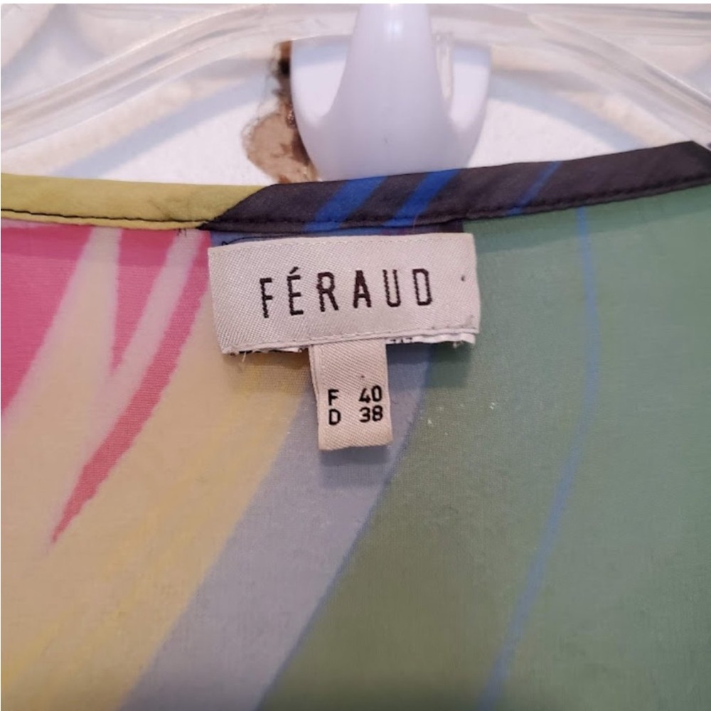 Vintage Louis Feraud sheer retro multicolor button down blouse size 8 - Picture 2 of 12